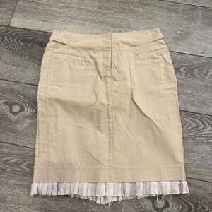 Phillipe  Dubuc beige skirt pleats buckle distressed SZ36 4-6 (S) EUC